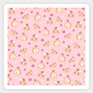 Kawaii Strawberry Cakes Pattern Sticker